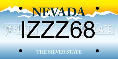 IZZZ68 Nevada License Plate