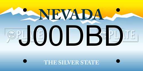 J00DBD Nevada License Plate