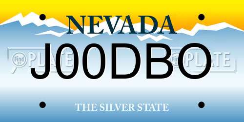 J00DBO Nevada License Plate
