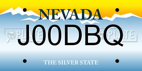 J00DBQ Nevada License Plate