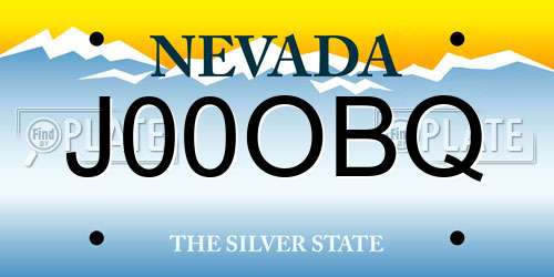 J00OBQ Nevada License Plate