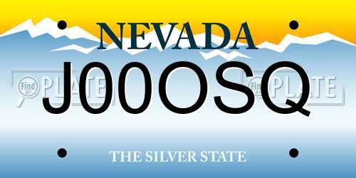 J00OSQ Nevada License Plate