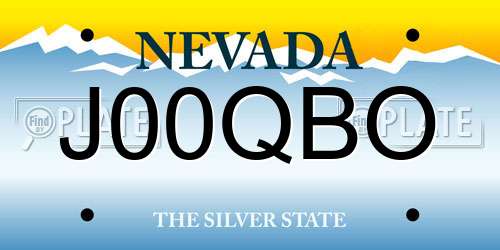 J00QBO Nevada License Plate