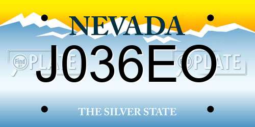 J036EO Nevada License Plate