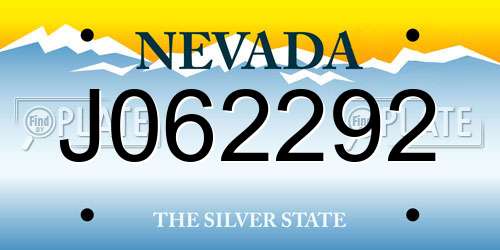 J062292 Nevada License Plate