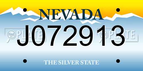 J072913 Nevada License Plate