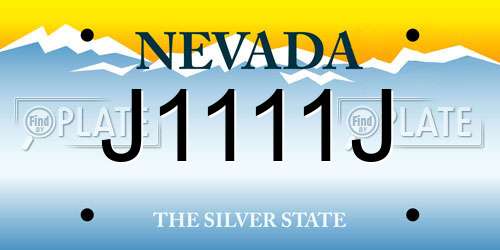 J1111J Nevada License Plate