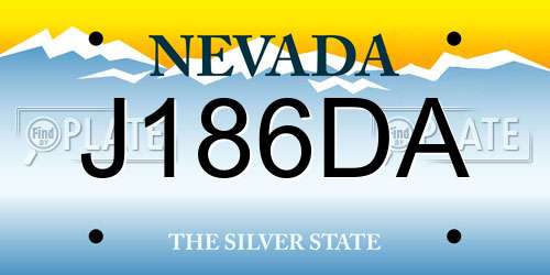 J186DA Nevada License Plate