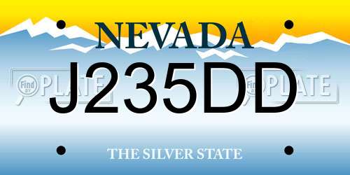 J235DD Nevada License Plate
