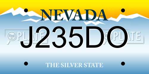 J235DO Nevada License Plate