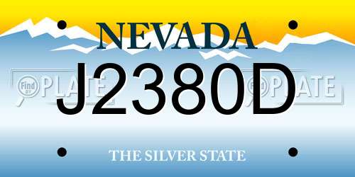 J2380D Nevada License Plate