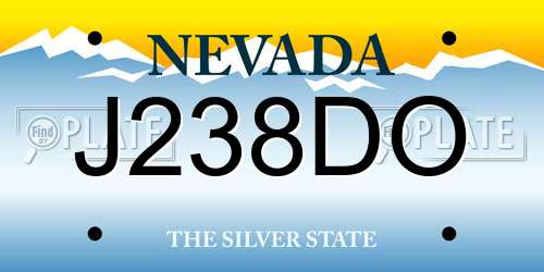 J238DO Nevada License Plate