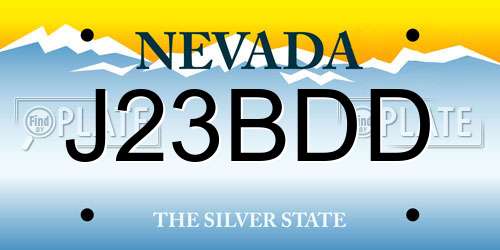 J23BDD Nevada License Plate