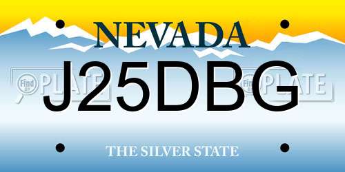 J25DBG Nevada License Plate