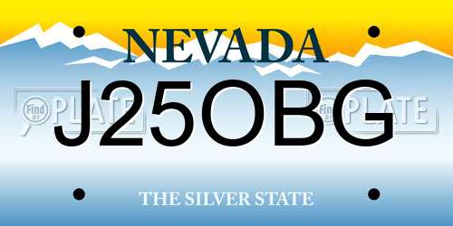 J25OBG Nevada License Plate