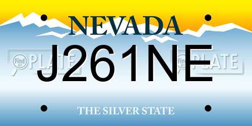 J261NE Nevada License Plate