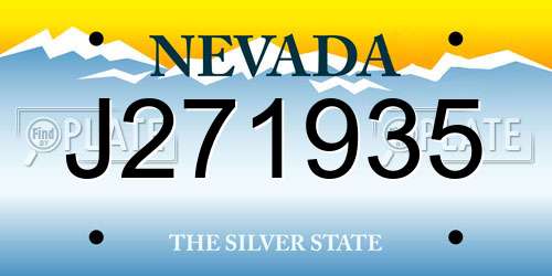 J271935 Nevada License Plate