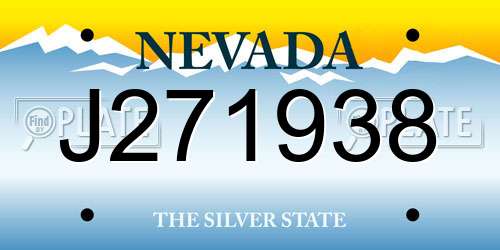 J271938 Nevada License Plate