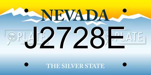 J2728E Nevada License Plate