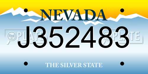 J352483 Nevada License Plate
