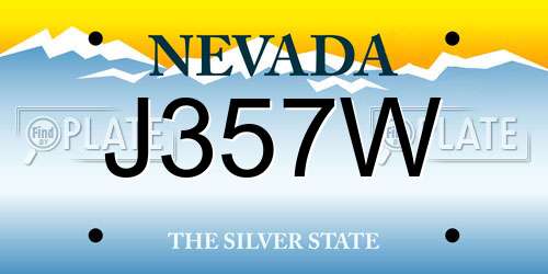 J357W Nevada License Plate