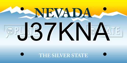 J37KNA Nevada License Plate