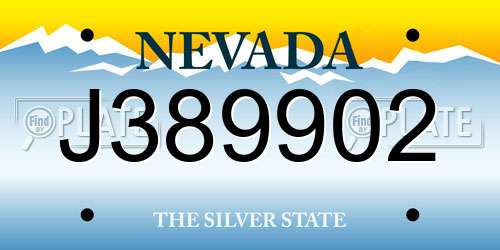 J389902 Nevada License Plate