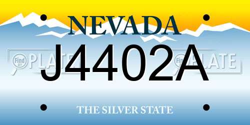 J4402A Nevada License Plate