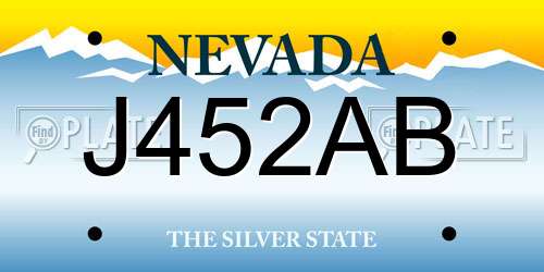 J452AB Nevada License Plate