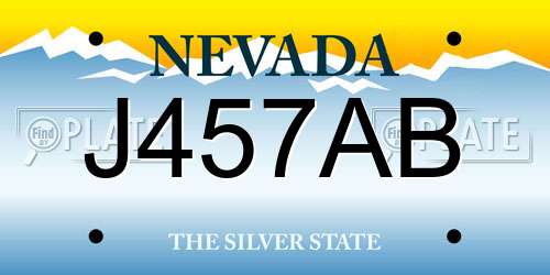J457AB Nevada License Plate