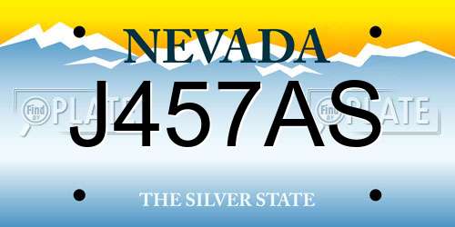 J457AS Nevada License Plate