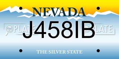 J458IB Nevada License Plate