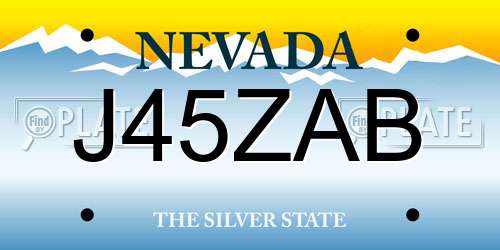 J45ZAB Nevada License Plate