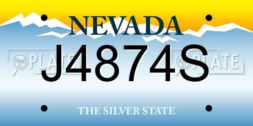 J4874S Nevada License Plate
