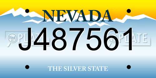 J487561 Nevada License Plate