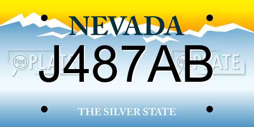 J487AB Nevada License Plate
