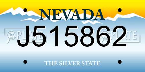 J515862 Nevada License Plate