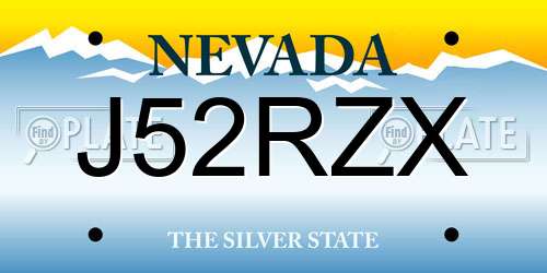 J52RZX Nevada License Plate
