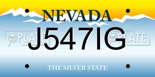 J547IG Nevada License Plate
