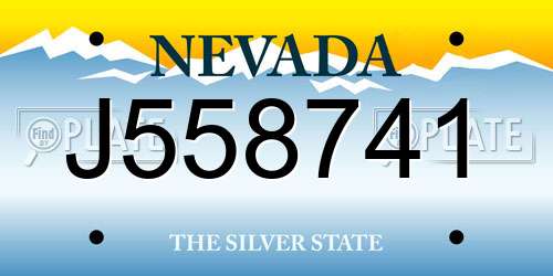 J558741 Nevada License Plate