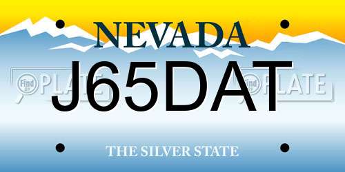 J65DAT Nevada License Plate