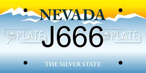 J666 Nevada License Plate