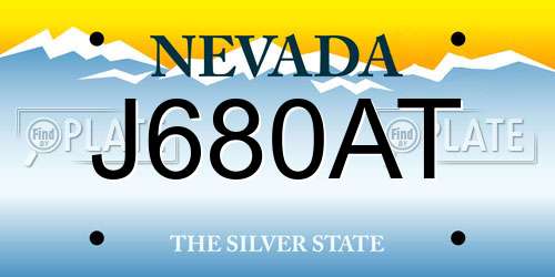 J680AT Nevada License Plate