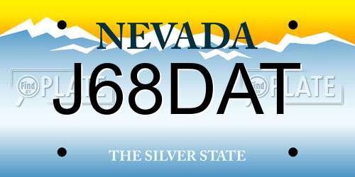 J68DAT Nevada License Plate