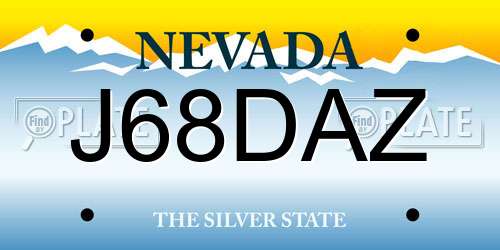 J68DAZ Nevada License Plate