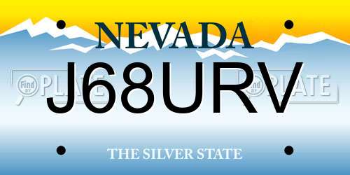 J68URV Nevada License Plate