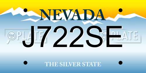 J722SE Nevada License Plate