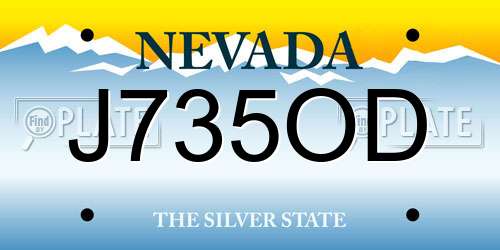 J735OD Nevada License Plate