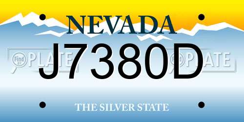 J7380D Nevada License Plate