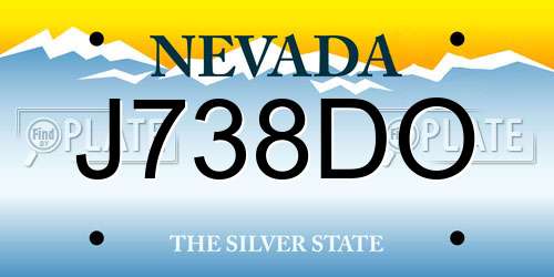 J738DO Nevada License Plate